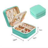 Portable Leather Zipper Jewelry Storage Box With Mirror Travel Jewelry Case