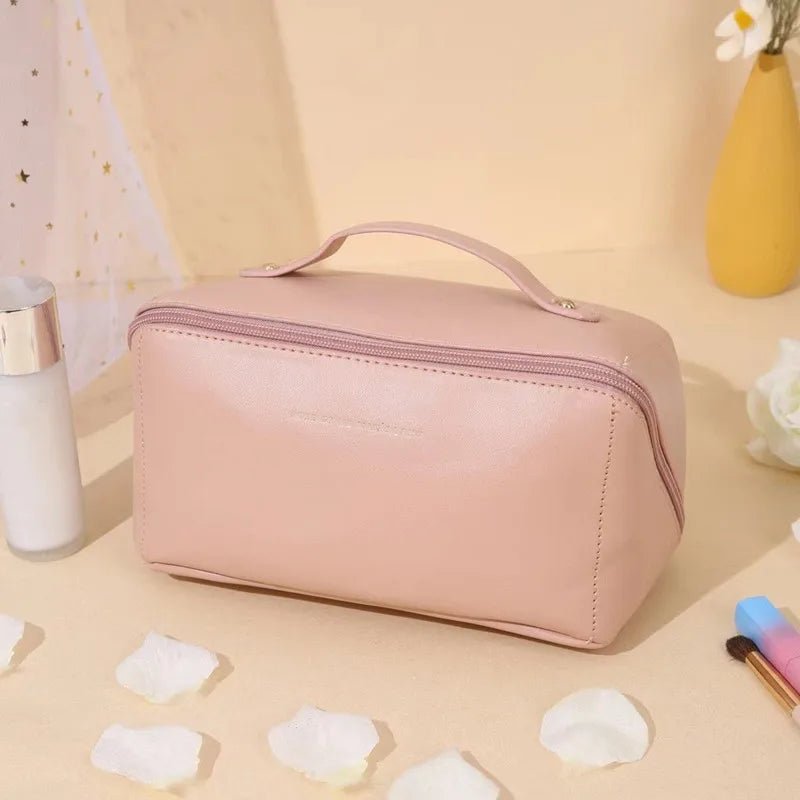 Large Capacity Portable Makeup Bag PU Leather Travel Bags for Women