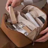 Large Capacity Portable Makeup Bag PU Leather Travel Bags for Women