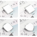 Silver Blank Round Heart Oval Compact Mirror for DIY Girls Women