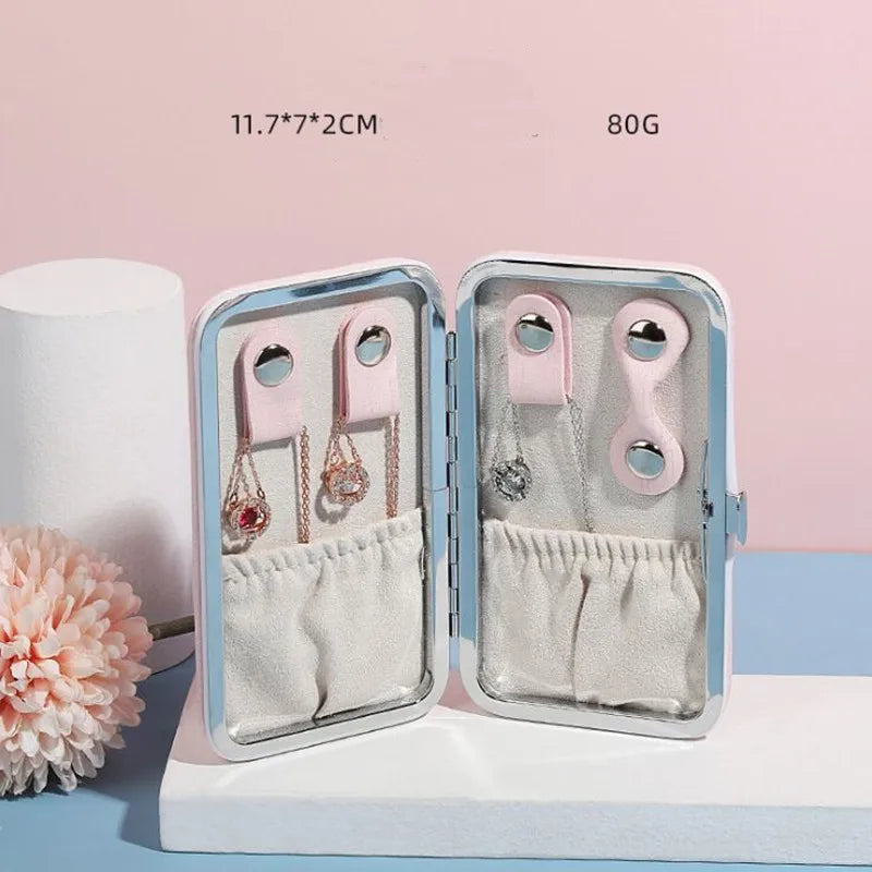 Portable Mirror Jewelry Box Organizer Small /Large PU Leather Storage Case