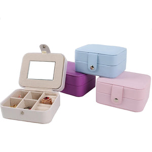Portable PU Jewelry Storage Box Earrings Ring Display Case