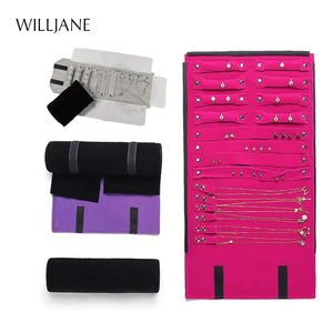Velvet Travel Jewelry Organizer Roll Bag - Portable Pouch