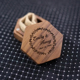 Hexagon Jewelry Box Fine Texture Wood Ring Case
