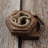 Hexagon Jewelry Box Fine Texture Wood Ring Case