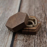Hexagon Jewelry Box Fine Texture Wood Ring Case