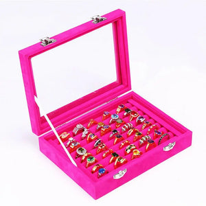 Portable Ring Case Jewelry Organizer Jewelry Box Storage Box Tray Ring Velvet