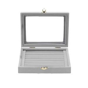 Portable Ring Case Jewelry Organizer Jewelry Box Storage Box Tray Ring Velvet