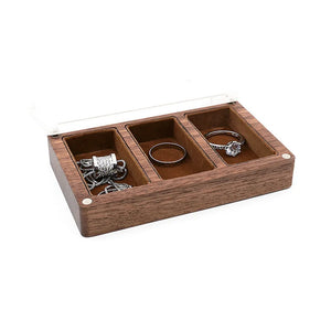 Portable Wooden Jewelry Box Display Travel Jewelry Stand Earring Box