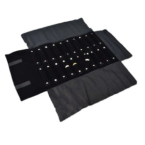 Portable Jewelry Roll Bag Ring Display Stand Holder Velvet