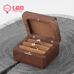 Portable Rosewood Ring Necklace Storage Box Walnut Box