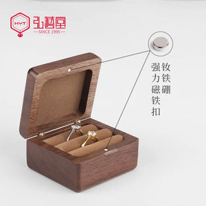 Portable Rosewood Ring Necklace Storage Box Walnut Box