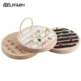 Portable Round Flat Jewelry Box Ring Display Tray Organizer Holder