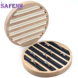 Portable Round Flat Jewelry Box Ring Display Organizer
