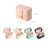 Portable Small Jewelry Organizer Display Travel Mini Gift Case Boxes Leather
