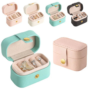 Portable Small Jewelry Organizer Display Travel Mini Gift Case Boxes Leather