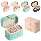 Portable Small Jewelry Organizer Display Travel Mini Gift Case Boxes Leather