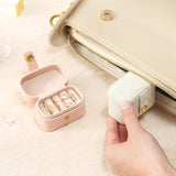 Portable Small Jewelry Organizer Display Travel Mini Gift Case Boxes Leather