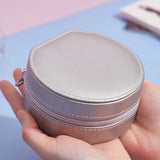 Portable Round Jewelry Box Zipper Travel Case for Woman