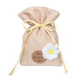 Sunflower Pattern Jute Burlap Bag for Jewelry Display and Snack Storage