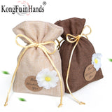 Sunflower Pattern Jute Burlap Bag for Jewelry Display and Snack Storage
