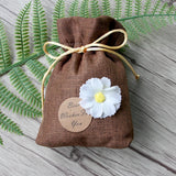 Sunflower Pattern Jute Burlap Bag for Jewelry Display and Snack Storage