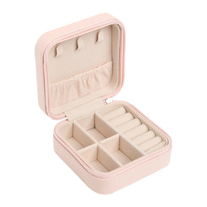 Portable Stud Earrings Rings Storage Box PU Leather Jewelry Display