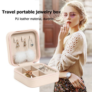 Portable Stud Earrings Rings Storage Box PU Leather Jewelry Display