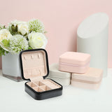 Portable Stud Earrings Rings Storage Box PU Leather Jewelry Display