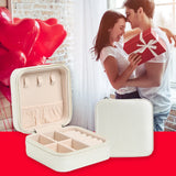 Portable Stud Earrings Rings Storage Box PU Leather Jewelry Display