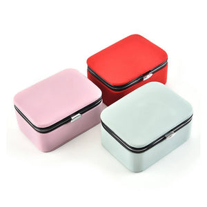 Mini Jewelry Box Storage Box Flannel PU Leather Organizer Display Female Gift