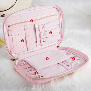 Portable Travel Jewelry Box Necklace Earrings Rings Bracelet Organizer Display