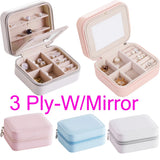 Travel Jewelry Box Organizer 3layer w/Mirror