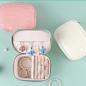 Portable Travel Jewelry Box Organizer with Zippers Decoration Showcase