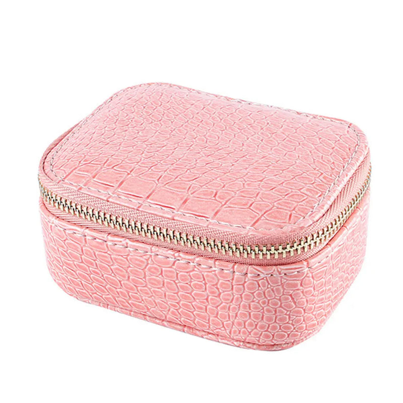 Portable Travel Jewelry Box Organizer with Zippers Decoration Showcase