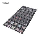 Portable Travel Jewelry Display Zipper Roll Bag Earrings Necklace Storage Case