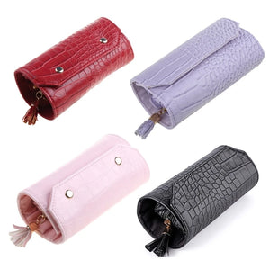 Portable Jewelry Organizer Box Roll PU Leather Storage Pouch