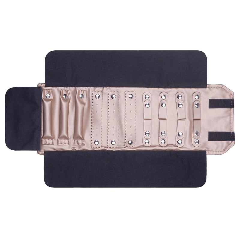 Portable Travel Jewelry Organizer Roll Foldable Flannel High Capacity