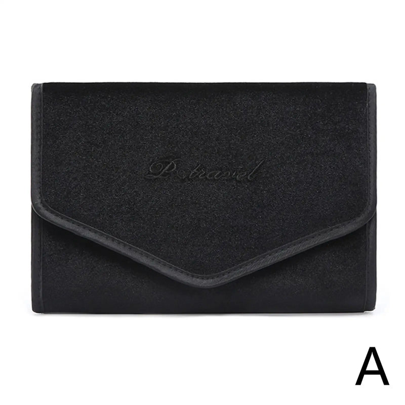 Portable Travel Jewelry Organizer Roll Zippered Carrying Case