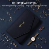 Portable Travel Jewelry Organizer Roll Zippered Carrying Case