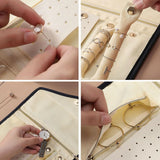Portable Travel Jewelry Organizer Roll Zippered Carrying Case