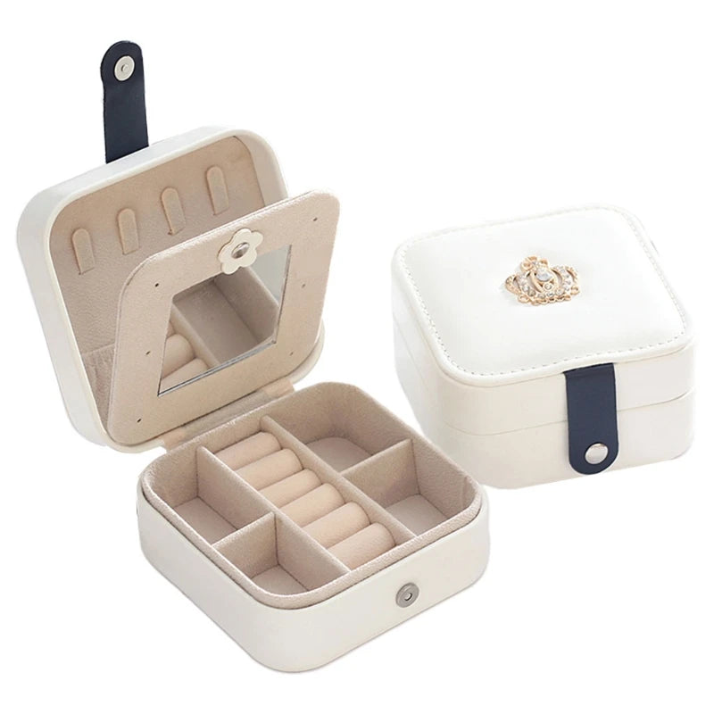 Portable Travel Leather Jewelry Organizer Display Storage Case