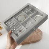 Velvet Jewelry Boxes with Glass Cover Organizer Earring Storage