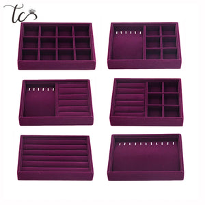 Velvet Jewelry Display Organizer Tray Ring Necklace Box