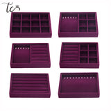 Velvet Jewelry Display Organizer Tray Ring Necklace Box