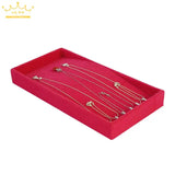 Portable Velvet Jewelry Necklace Display Tray for Pendant Chain Storage Box