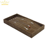 Portable Velvet Jewelry Necklace Display Tray for Pendant Chain Storage Box