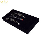 Portable Velvet Jewelry Necklace Display Tray for Pendant Chain Storage Box