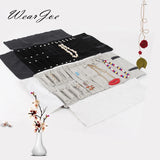 Portable Velvet Jewelry Set Display Storage Roll Bag Traval Carrying Pouch