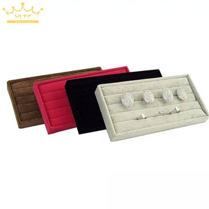 Velvet Ring Insert Jewelry Display Tray Holder Stand Case Organizer Storage Box
